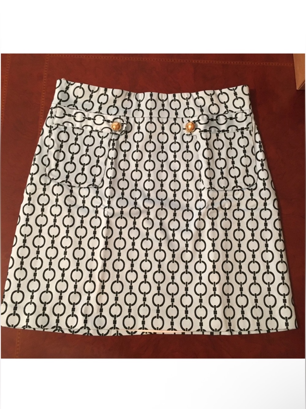 Melly M Mini B Print Mini Skirt with Gold Buttons sz.2